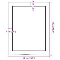 Wastafelblad 40x50x(2-4) cm onbehandeld massief hout 9