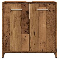 Wastafelkast 60x33x60 cm bewerkt hout oud houtkleurig 5