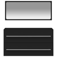 Badkamerkast met spiegel bewerkt hout zwart 5