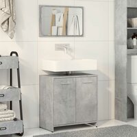 Badkamerkast met spiegel bewerkt hout betongrijs 3