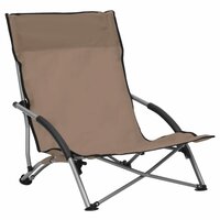 Strandstoelen 2 st inklapbaar stof taupe 2