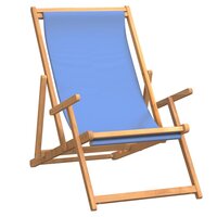 Strandstoel inklapbaar massief teakhout blauw 2
