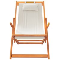 Strandstoelen 2 st inklapbaar stof cr&egrave;mekleurig 4