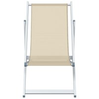 Strandstoelen inklapbaar 2 st aluminium en textileen cr&egrave;mekleur 4