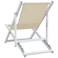Strandstoelen inklapbaar 2 st aluminium en textileen cr&egrave;mekleur 6