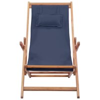 Strandstoel inklapbaar stof en houten frame blauw 2