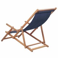 Strandstoel inklapbaar stof en houten frame blauw 3