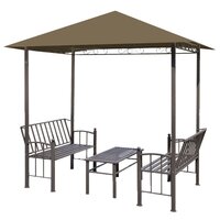 Tuinpaviljoen met tafel en bankjes 180 g/m&sup2; 2,5x1,5x2,4 m taupe	 2