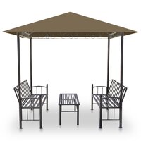 Tuinpaviljoen met tafel en bankjes 180 g/m&sup2; 2,5x1,5x2,4 m taupe	 3
