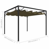 Tuinprieel met uittrekbaar dak 180 g/m&sup2; 3x3 m taupe 8