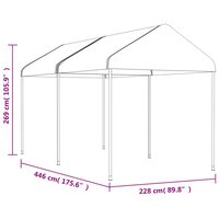 Prieel met dak 4,46x2,28x2,69 m polyetheen wit 5