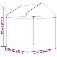 Prieel met dak 4,46x2,28x2,69 m polyetheen wit 6