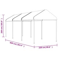 Prieel met dak 6,69x2,28x2,69 m polyetheen wit 5