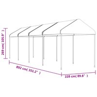 Prieel met dak 8,92x2,28x2,69 m polyetheen wit 5