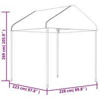 Prieel met dak 8,92x2,28x2,69 m polyetheen wit 6