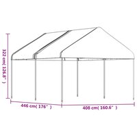 Prieel met dak 4,46x4,08x3,22 m polyetheen wit 5