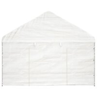 Prieel met dak 4,08x2,23x3,22 m polyetheen wit 3