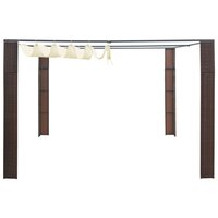 Prieel met dak 300x300x200 cm poly rattan bruin en cr&egrave;me 2