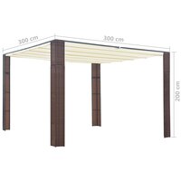 Prieel met dak 300x300x200 cm poly rattan bruin en cr&egrave;me 4