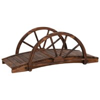 Tuinbrug met half wiel 99x50x38 cm massief vurenhout 2