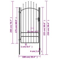 Poort 1x2,5 m staal zwart 5