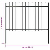 Tuinhek met speren bovenkant 1,8 m staal zwart 5