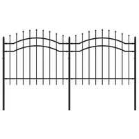 Tuinhek met spijlpunten 140 cm gepoedercoat staal zwart 2
