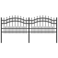 Tuinhek met spijlpunten 115 cm gepoedercoat staal zwart 2
