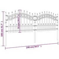 Tuinhek met spijlpunten 115 cm gepoedercoat staal zwart 6