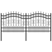 Tuinhek met spijlpunten 140 cm gepoedercoat staal zwart 2