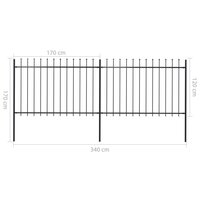 Tuinhek met speren bovenkant 3,4x1,2 m staal zwart 5