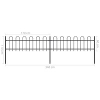 Tuinhek met ronde bovenkant 3,4x0,6 m staal zwart 5