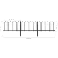 Tuinhek met ronde bovenkant 5,1x1 m staal zwart 5