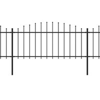 Tuinhek met speren bovenkant (0,5-0,75)x3,4 m staal zwart 2