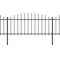 Tuinhek met speren bovenkant (0,5-0,75)x5,1 m staal zwart 2