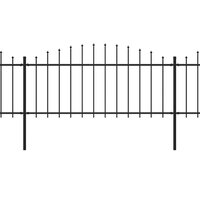 Tuinhek met speren bovenkant (0,5-0,75)x6,8 m staal zwart 2