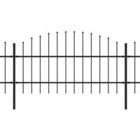 Tuinhek met speren bovenkant (0,75-1)x3,4 m staal zwart 2