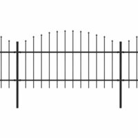 Tuinhek met speren bovenkant (1-1,25)x3,4 m staal zwart 2