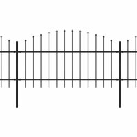 Tuinhek met speren bovenkant (1-1,25)x5,1 m staal zwart 2