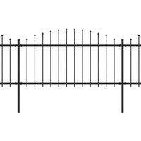 Tuinhek met speren bovenkant (1,25-1,5)x3,4 m staal zwart 2