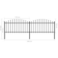 Tuinhek met speren bovenkant (1,25-1,5)x3,4 m staal zwart 5