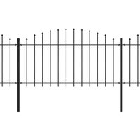 Tuinhek met speren bovenkant (1,25-1,5)x5,1 m staal zwart 2