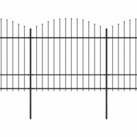 Tuinhek met speren bovenkant (1,5-1,75)x3,4 m staal zwart 2