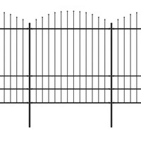 Tuinhek met speren bovenkant (1,75-2)x3,4 m staal zwart 2