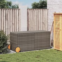 Tuinbox met wielen 283 L poly rattan grijs 3