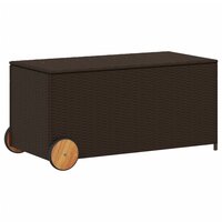 Tuinbox met wielen 190 L poly rattan bruin 2