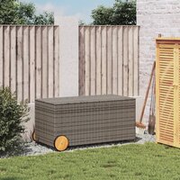 Tuinbox met wielen 190 L poly rattan grijs 3