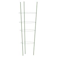 Plantensteunen 5 st met 4 ringen 90 cm staal groen 4