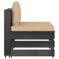 Middenbank sectioneel met kussens grijs ge&iuml;mpregneerd hout 2