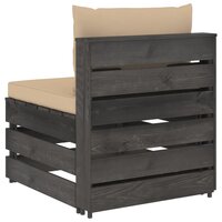 Middenbank sectioneel met kussens grijs ge&iuml;mpregneerd hout 3